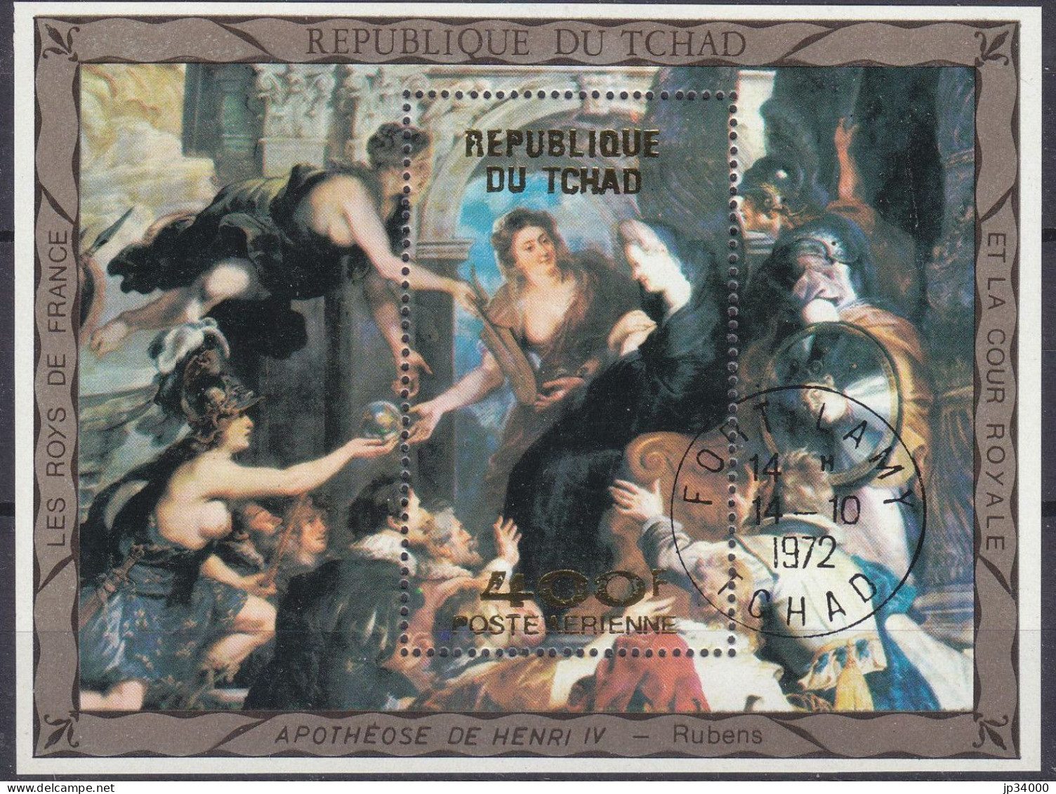 TCHAD, Peinture, Painting, RUBENS Apothéose De Henri IV (Bloc Oblitéré, Used) - Rubens