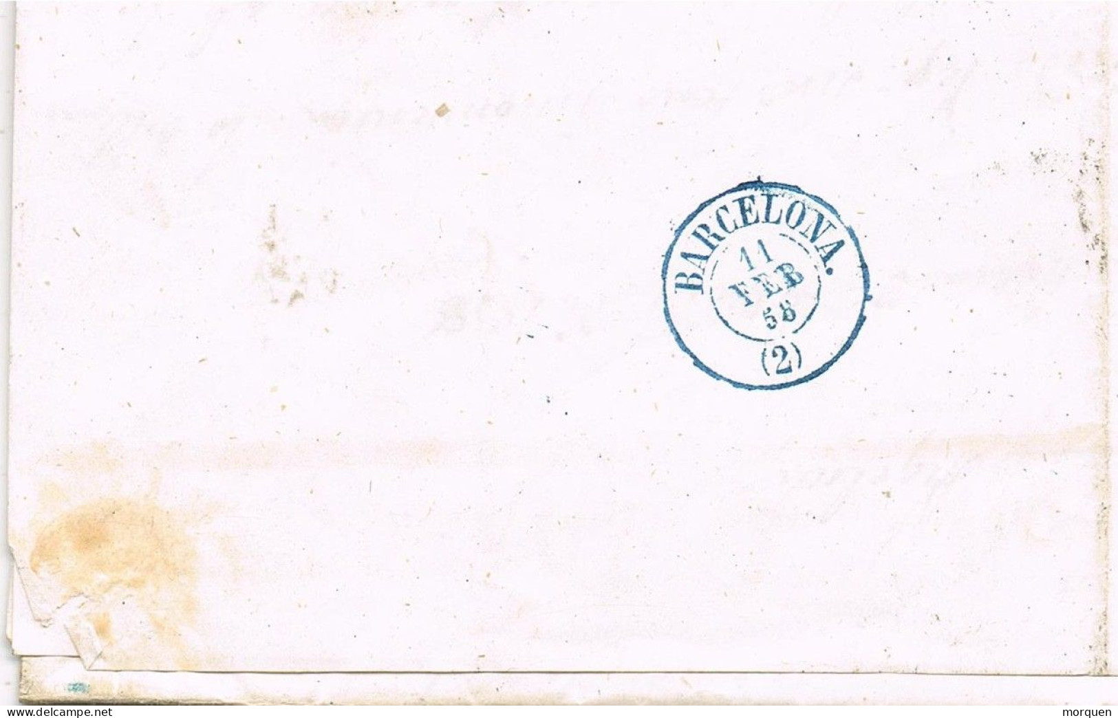 55102. Carta Entera OLESA (Barcelona) 1858. Matasellos Parrilla. Al Dorso Llegada A Barcelona - Briefe U. Dokumente