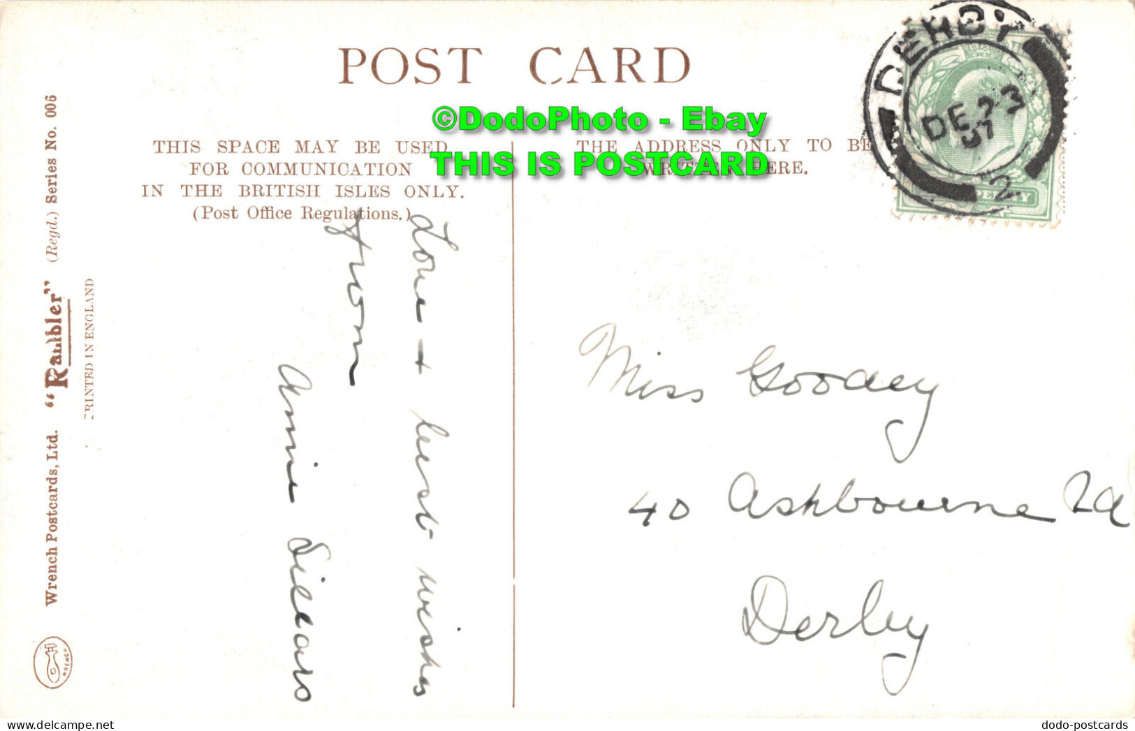 R358794 L. Lomond From Inchtavannach. Wrench Postcards. Series No. 006. 1907 - World