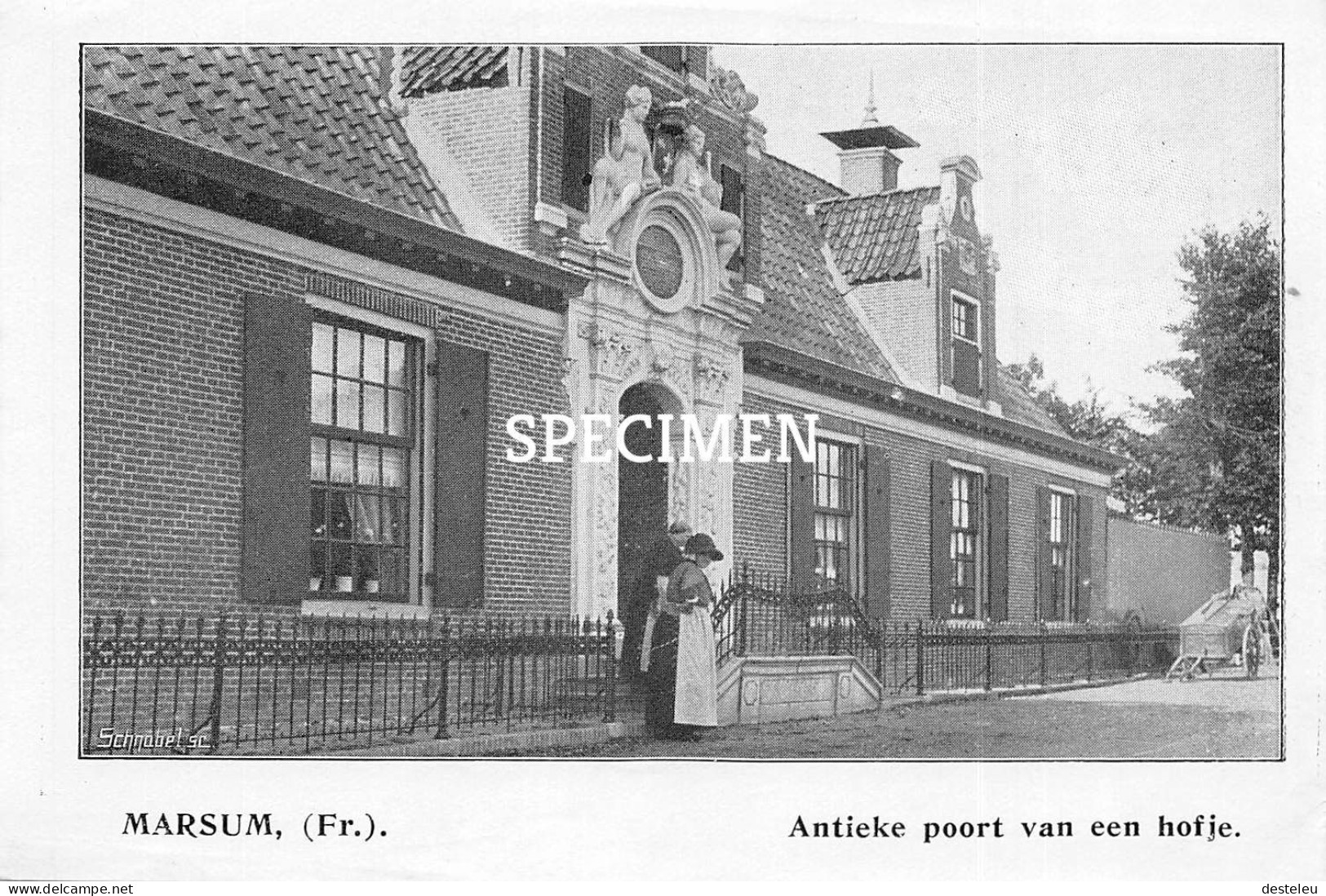 Prent - Antieke Poort Van Een Hofje - Marsum - 8.5x12.5 Cm - Other & Unclassified