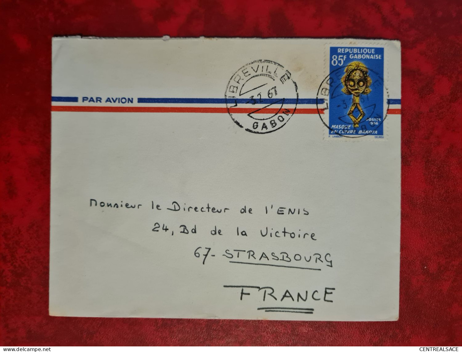 LETTRE Gabon, LIBREVILLE   1967 MASQUE EN CUIVRE - Gabon