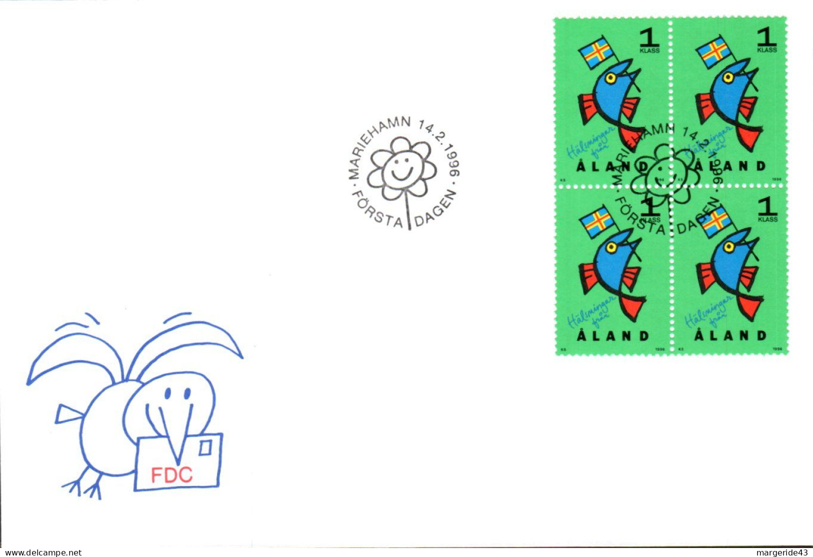 ALAND FDC 1996 TIMBRE DE VOEUX - Ålandinseln