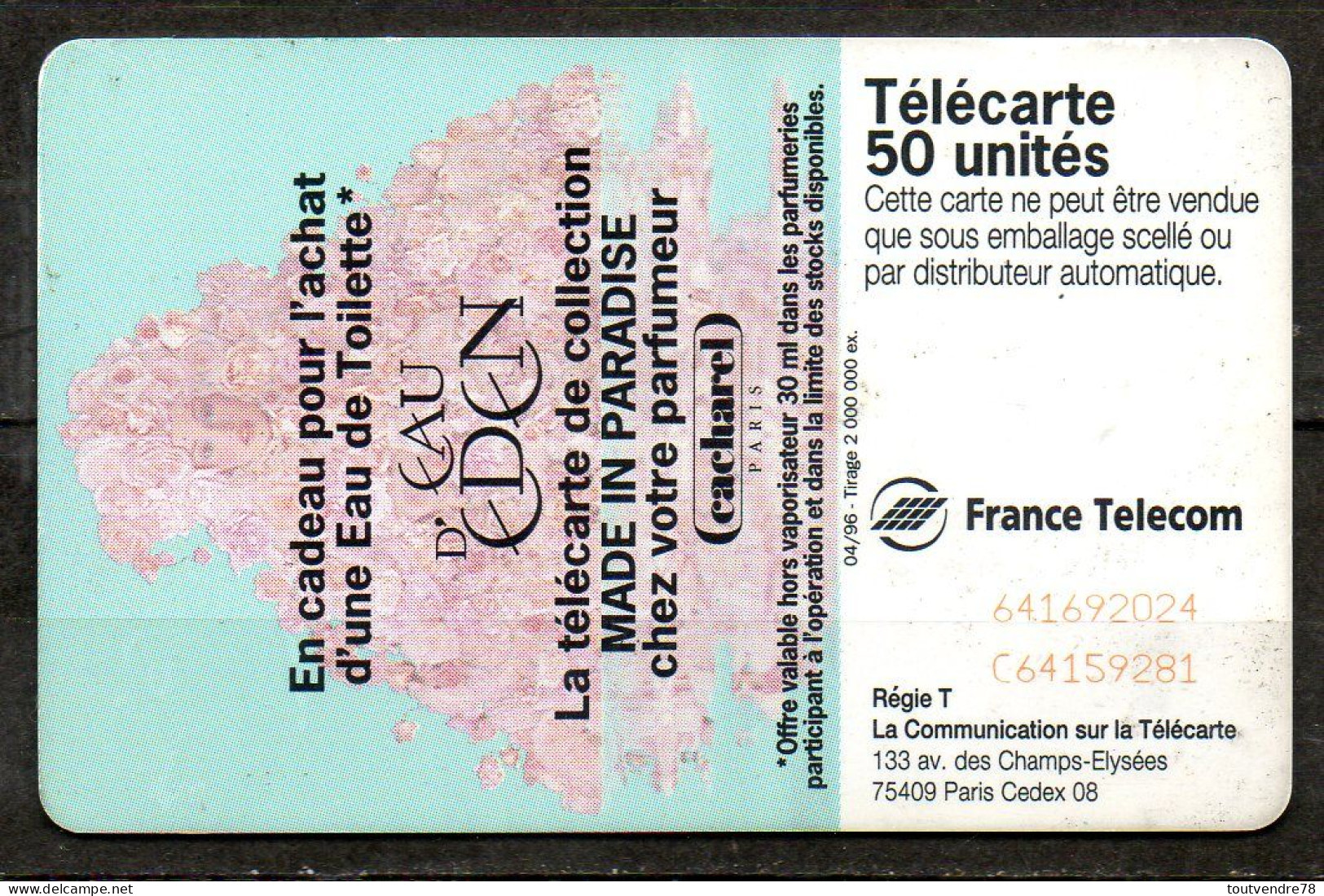 C078 : France F641 Parfum Eau D'Eden 50U-SC7 1996 - 1996
