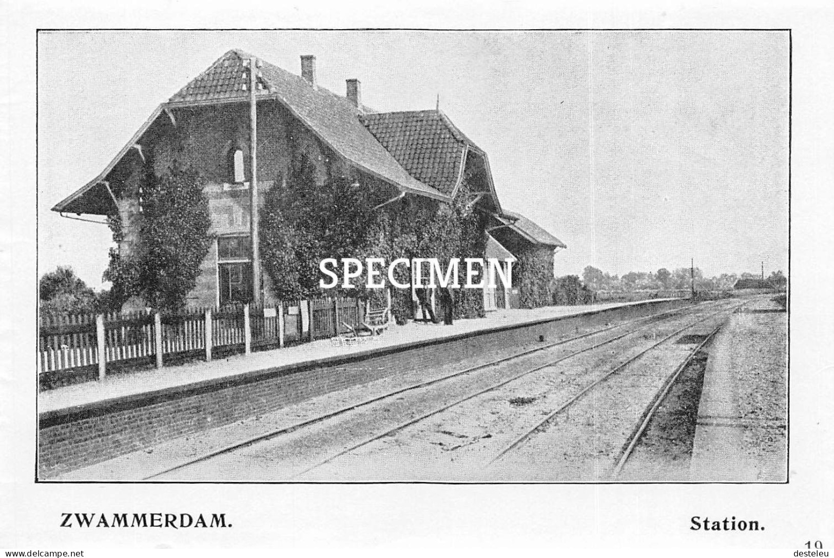 Prent - Station - Zwammerdam  - 8.5x12.5 Cm - Other & Unclassified