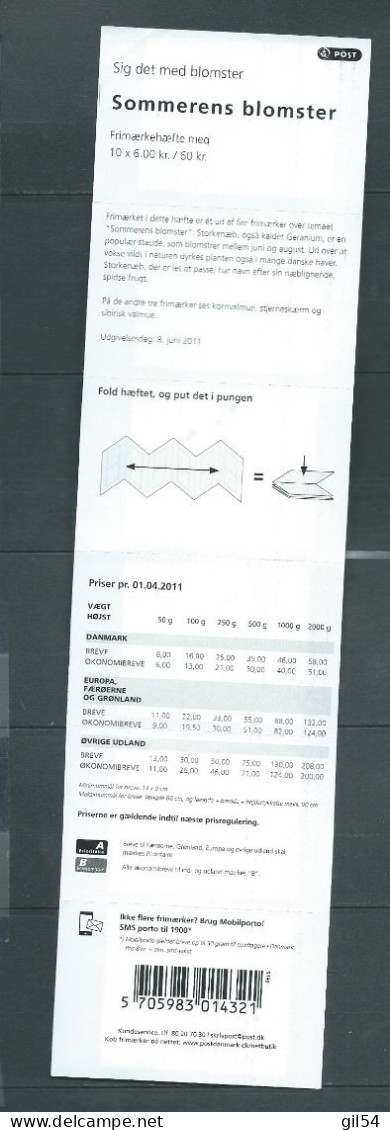 2011 MNH Danmark, Booklet S199 Postfris ( Plié)  Pb 20703 - Markenheftchen