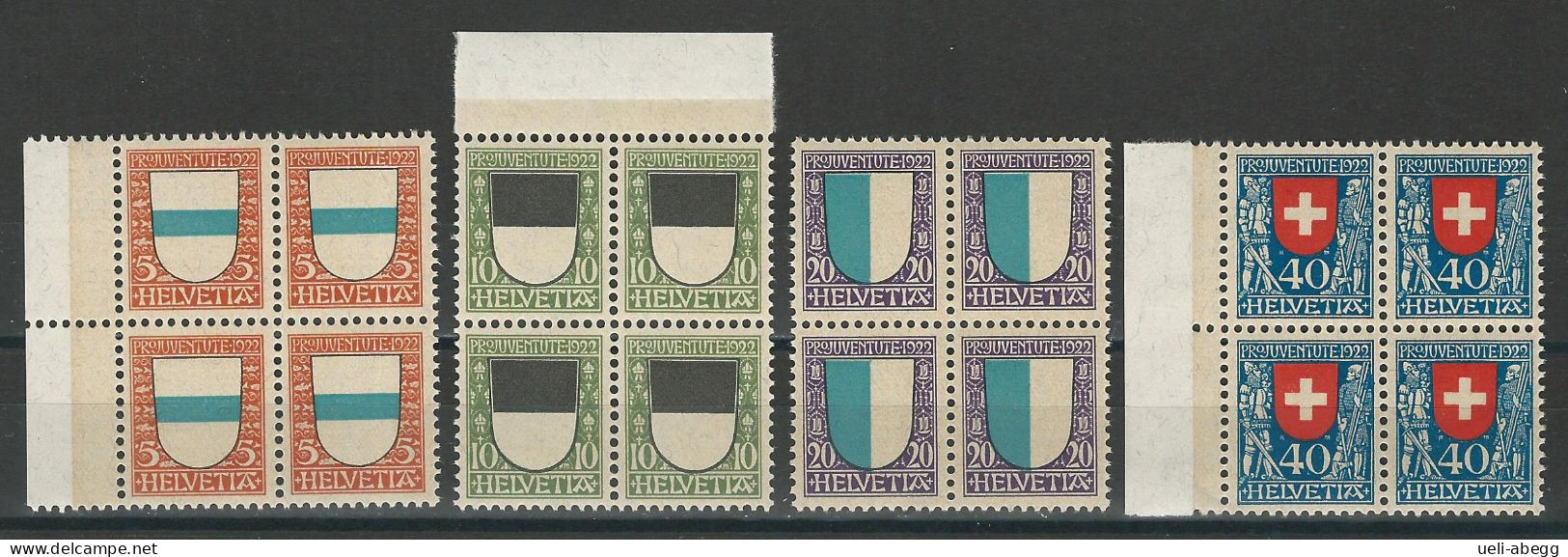 SBK J21-24, Mi 175-78 Viererblock ** MNH - Unused Stamps