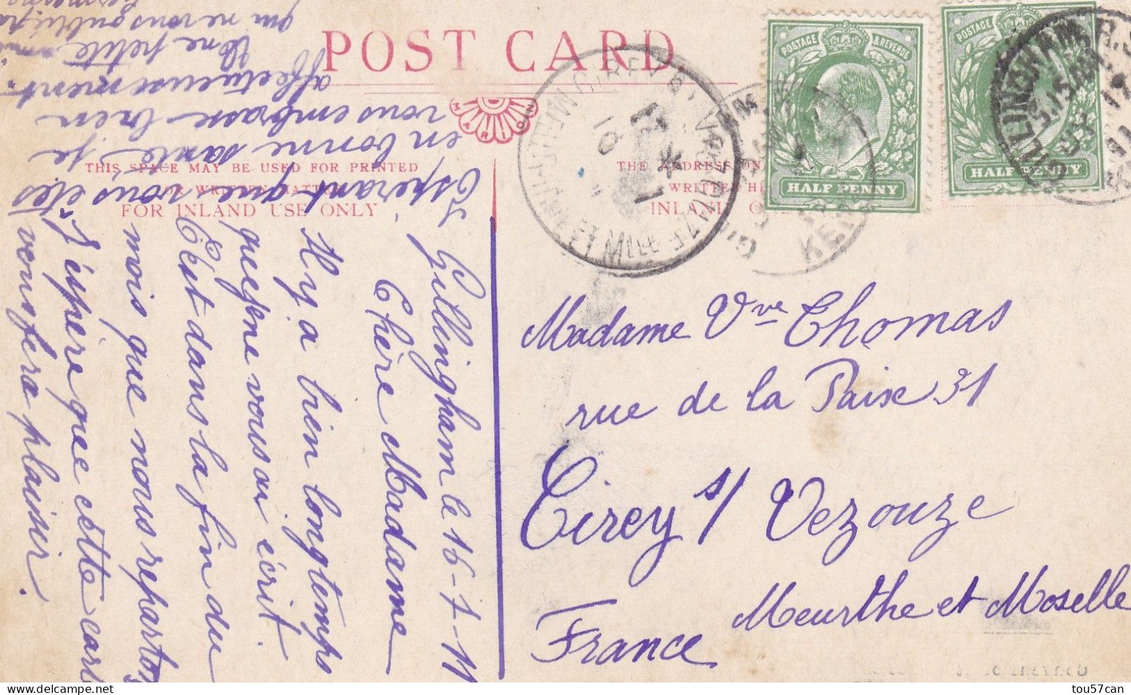 GILLINGHAM  -  KENT  -  UNITED KINGDOM  -  ANIMATED POSTCARD  1911....CONVENT OF  ST. CHRETIENNE  -  NICE  STAMPING - Other & Unclassified