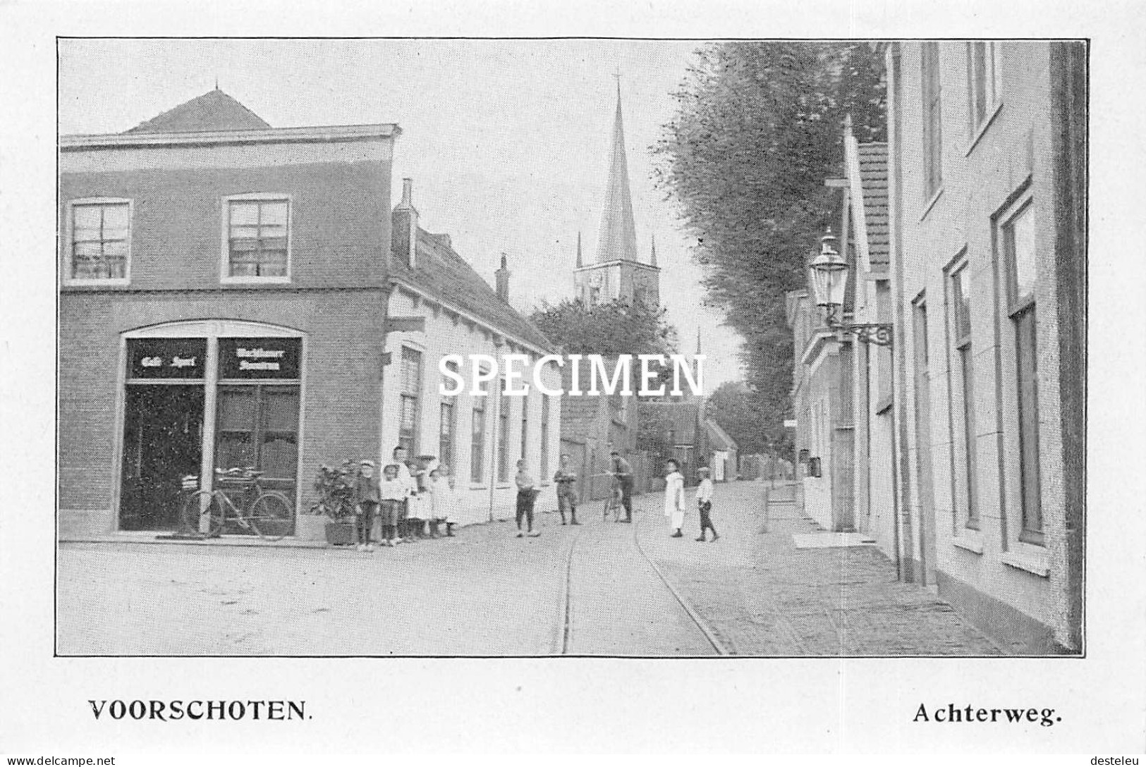 Prent - Achterweg - Voorschoten  - 8.5x12.5 Cm - Autres & Non Classés