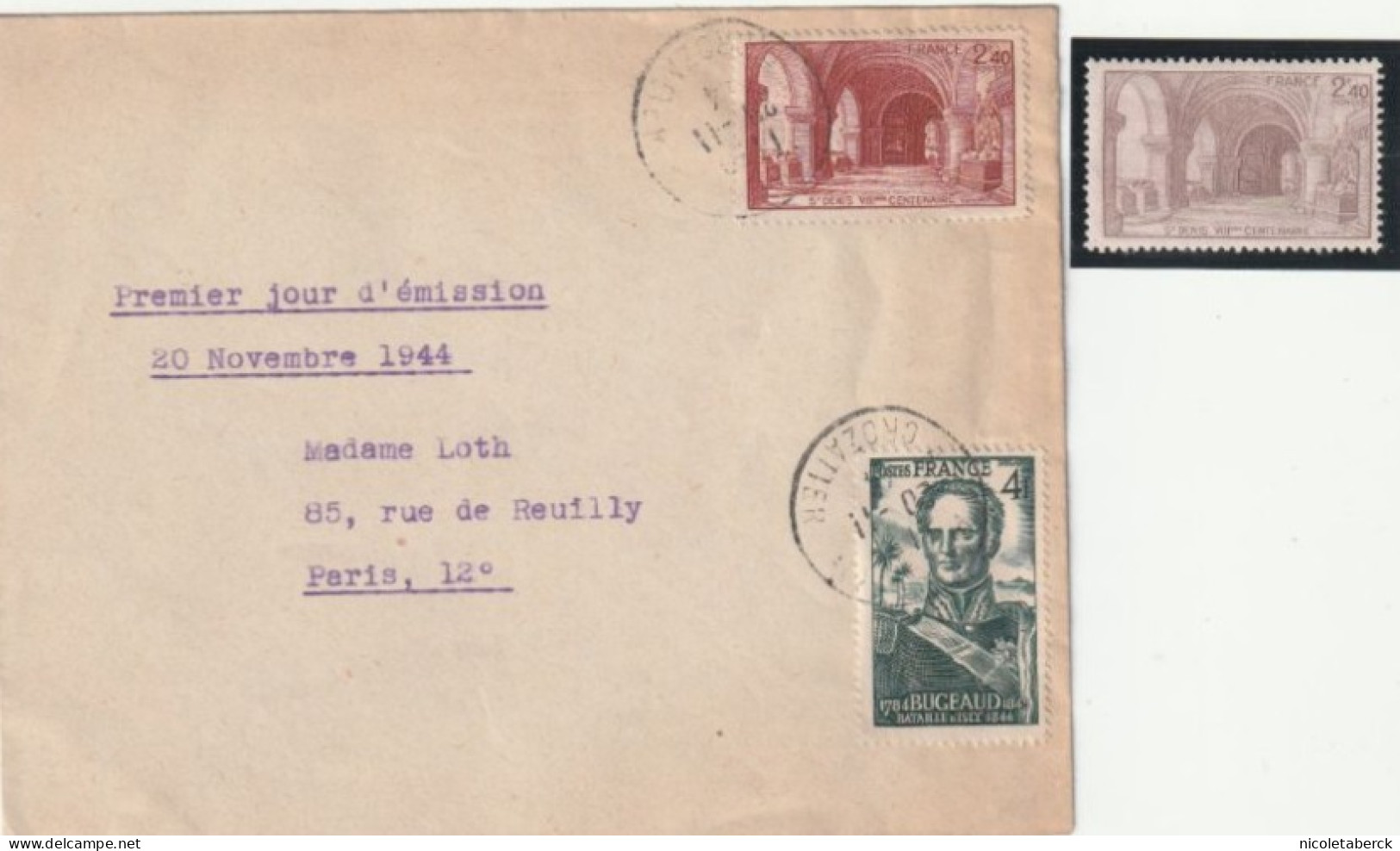 N°661/2, 1er Jour Ayant Voyagé + Variété Gris Brun. Ensemble Très Rare. Collection BERCK. - Lettres & Documents