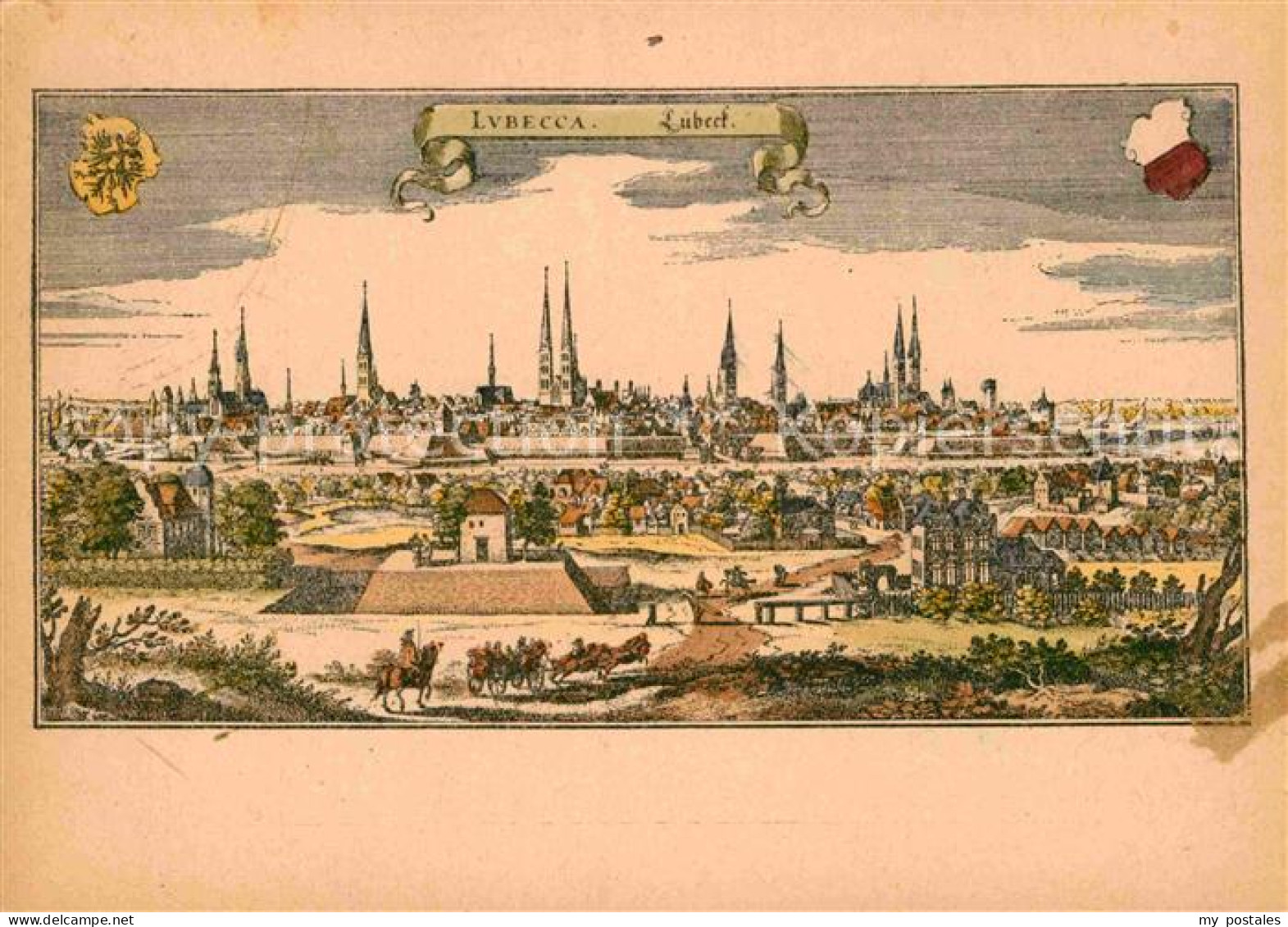 72787539 Luebeck Gesamtansicht Stich Von M Merian 1653 Kuenstlerkarte Luebeck - Lübeck