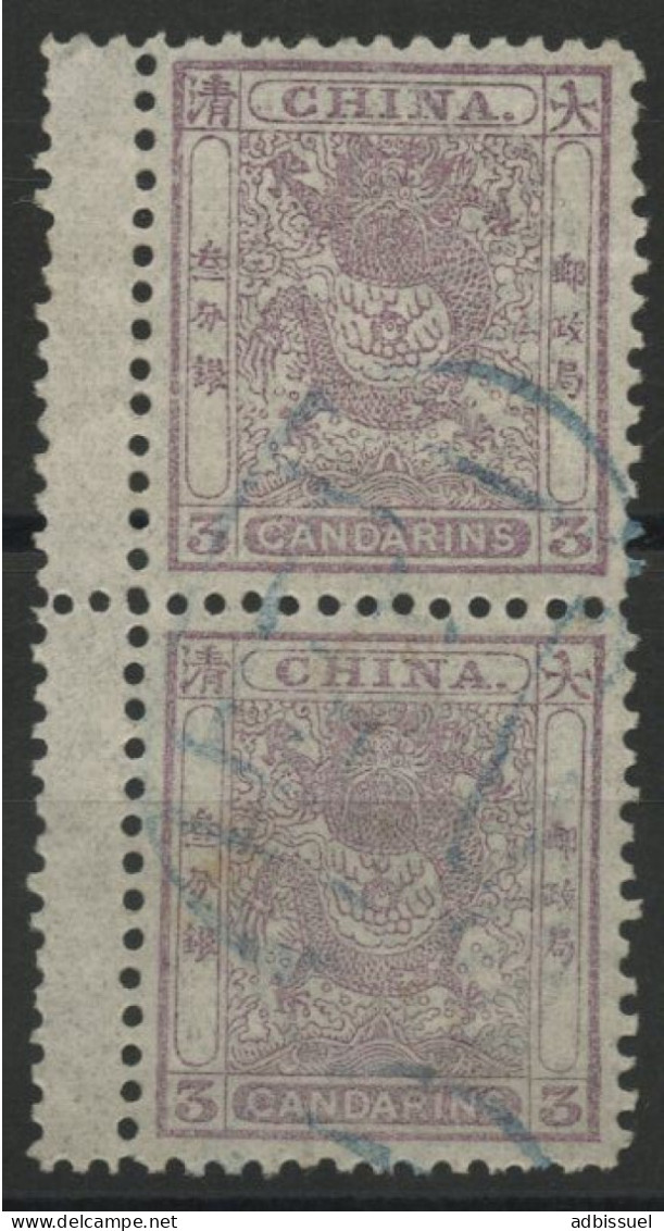 N° 5 Paire Verticale Du 3c Lilas Type Dragon (dentelé 11 1/2 - 12) + Bord De Feuille Latéral. - Used Stamps