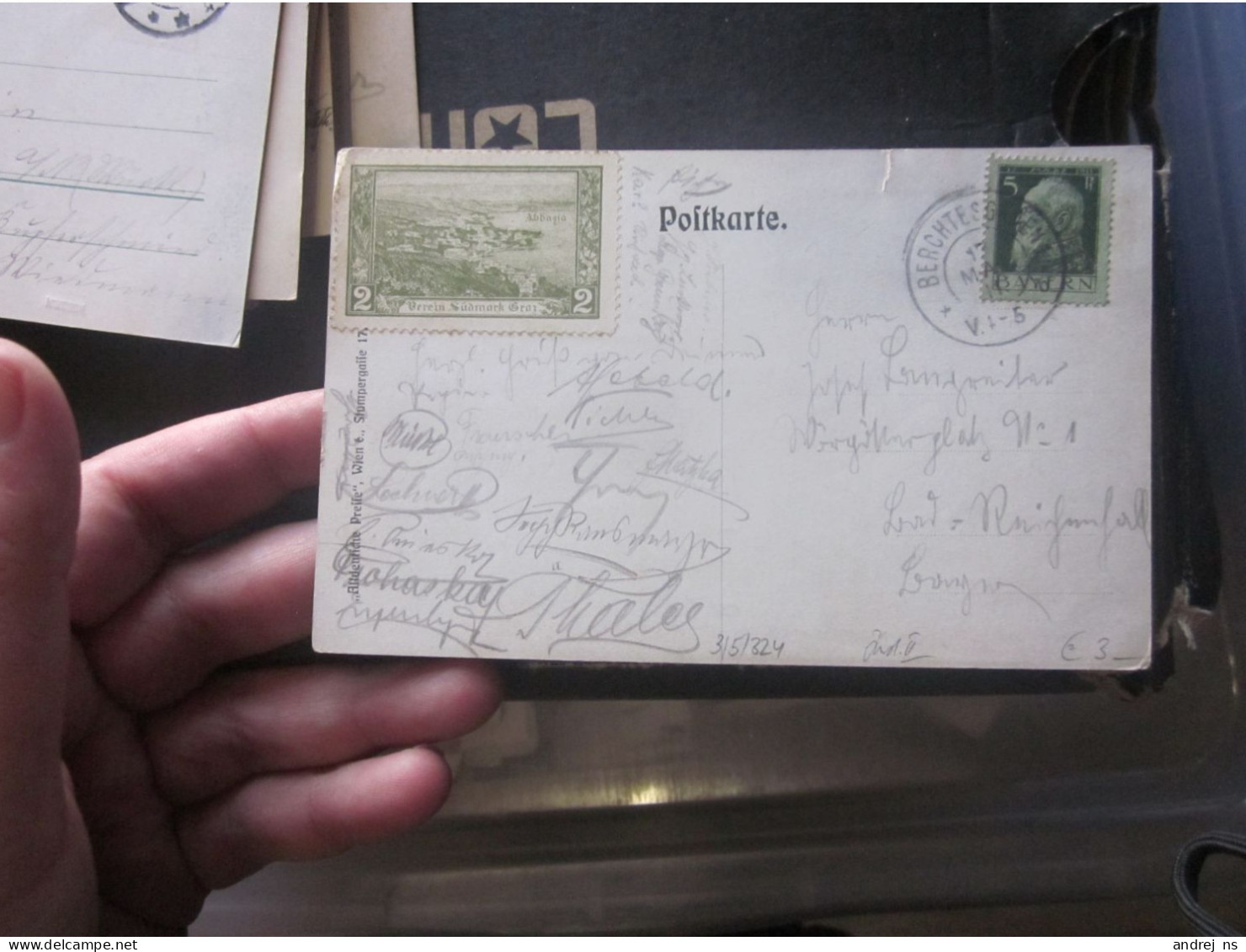 E Kutzer Postkate Cinderella Verein Sudmark Graz, Abbazia Stamps Old Postcards - Sonstige & Ohne Zuordnung