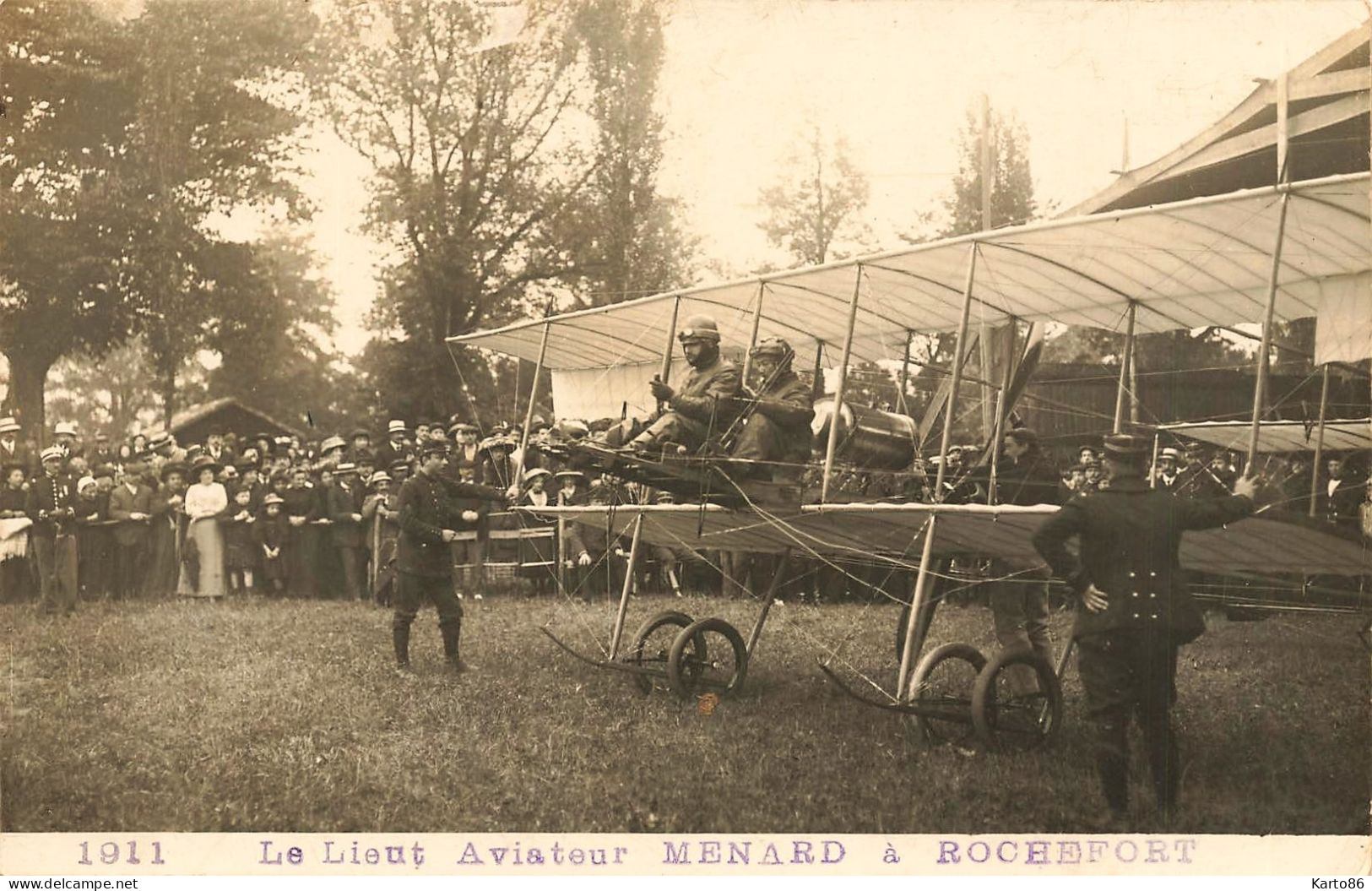 Rochefort Sur Mer , Aviation * Carte Photo 1911 * Avion & Aviateur Lieutenant MENARD - Rochefort