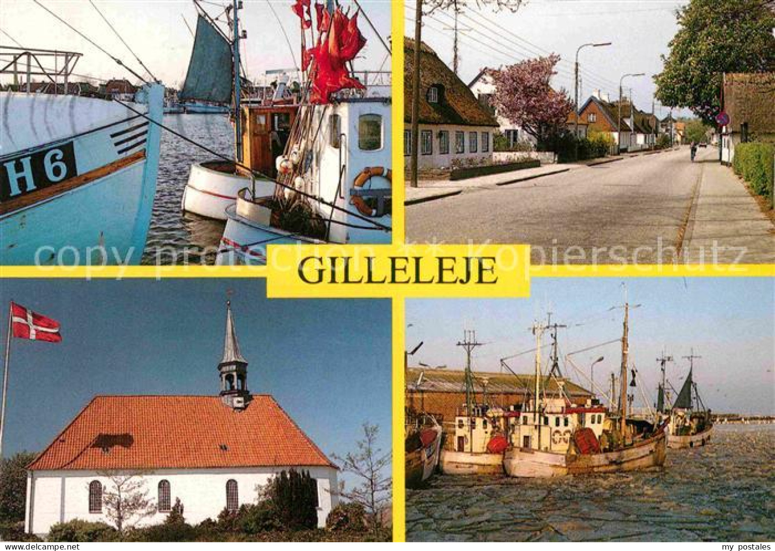 72787383 Gilleleje Hafen Dorfstrasse Kirche Fischkutter Gilleleje - Denmark