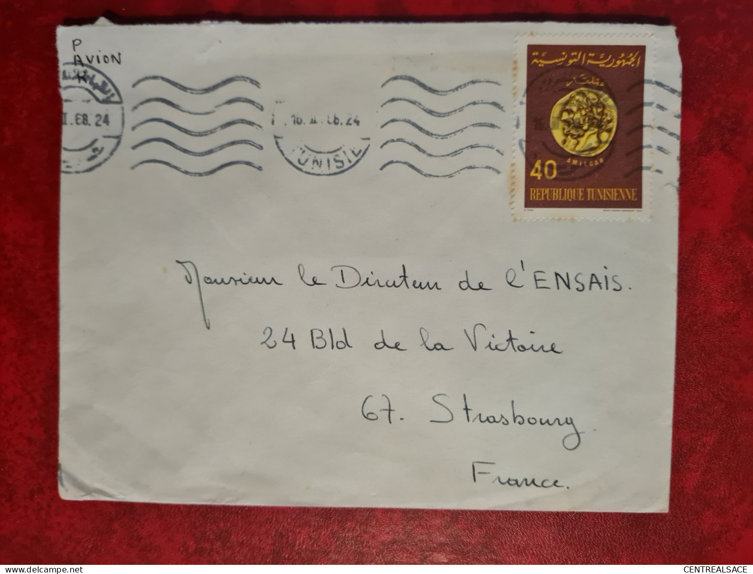 LETTRE TUNISIE TUNIS FLAMME 1968 - Tunisia (1956-...)