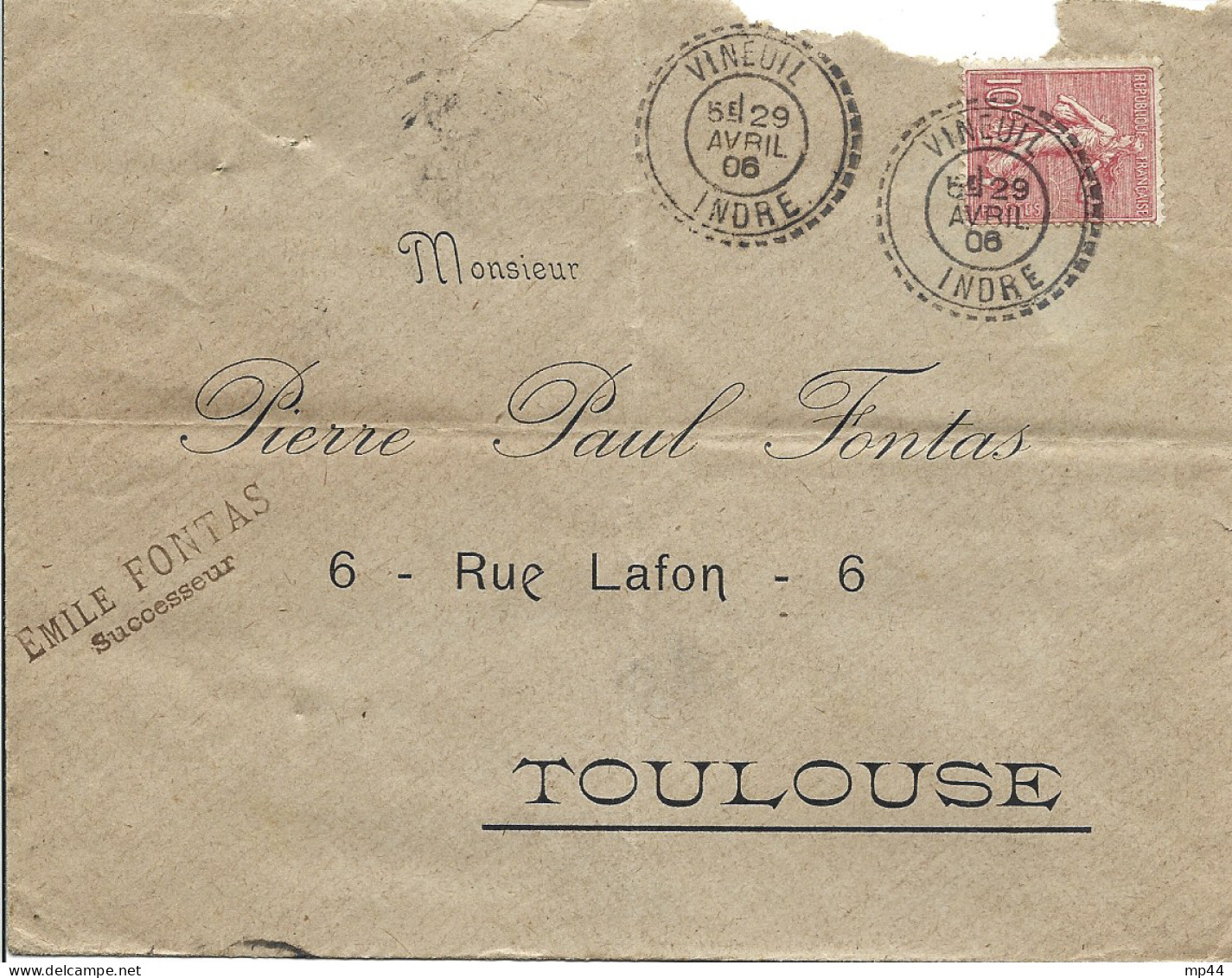 1L4 --- 36 VINEUIL B2 Semeuse - Manual Postmarks