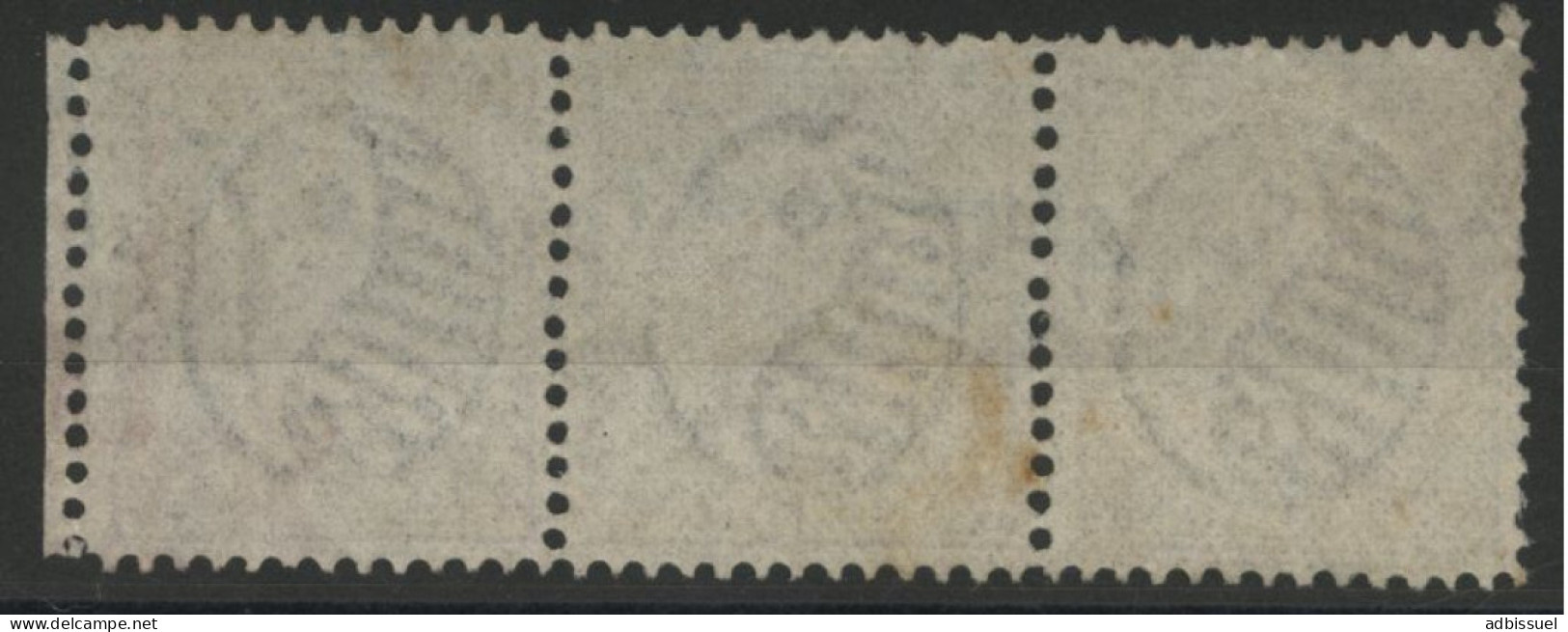 N° 5 Bande De Trois Du 3c Lilas Type Dragon (dentelé 11 1/2 - 12) - Used Stamps