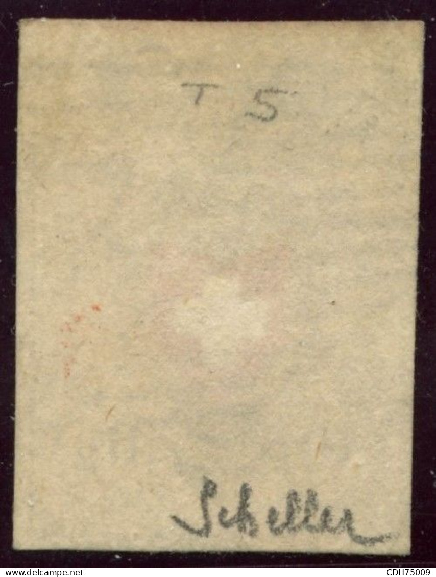 SUISSE - SBK 16II  10 RAPPEN - PAPIER CARTON - CROIX NON ENCADREE - POSITION 5 - OBLITERE - SIGNE SCHELLER - 1843-1852 Kantonalmarken Und Bundesmarken