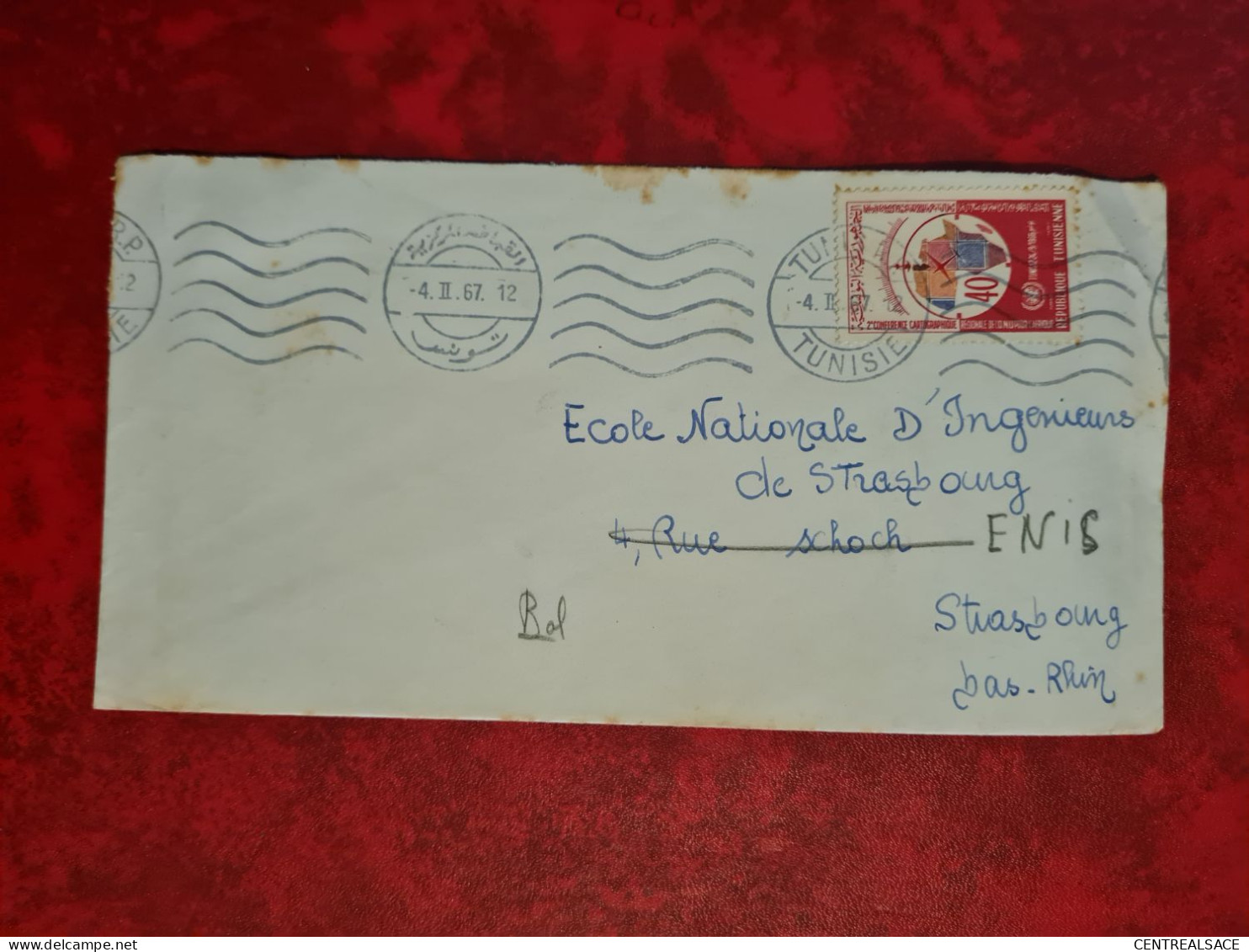 LETTRE TUNISIE TUNIS FLAMME 1967 CONFERANCE CARTHOGRAPHIQUE - Tunisia