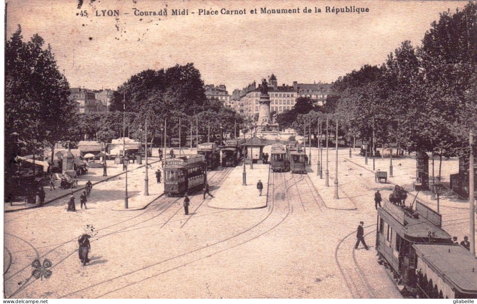 69 - LYON - Cours Du Midi - Place Carnot Et Monument De La Republique - Autres & Non Classés