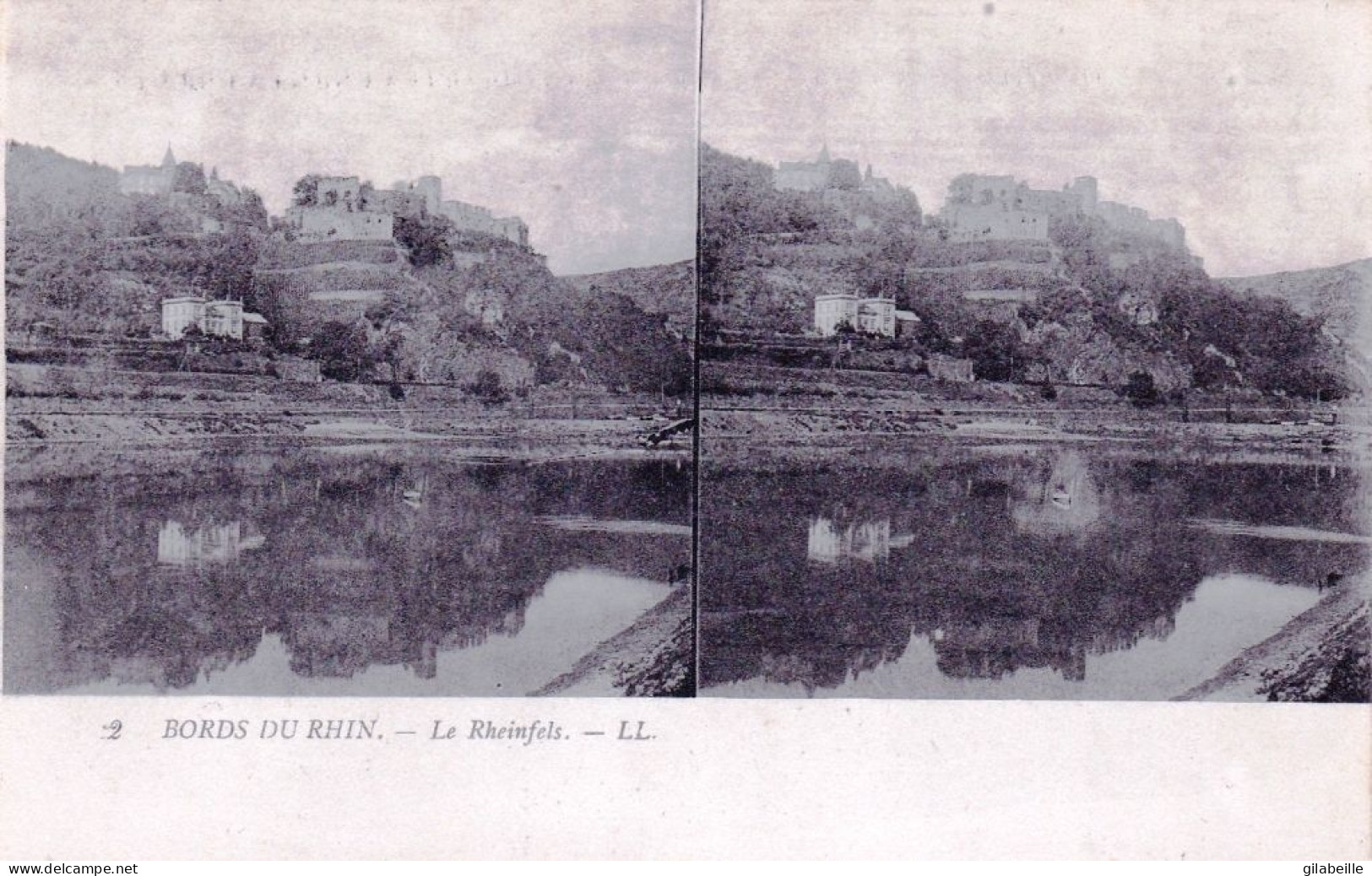  Sankt Goarshausen (Saint Goarshausen )  - Le Rheinfels -   Carte Stereoscopique - Autres & Non Classés