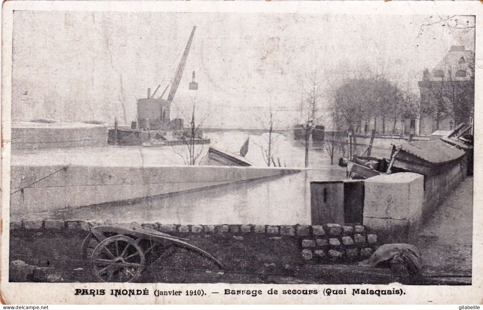 PARIS - Inondations 1910 - Barrage De Secours Quai Malaquais - Paris Flood, 1910