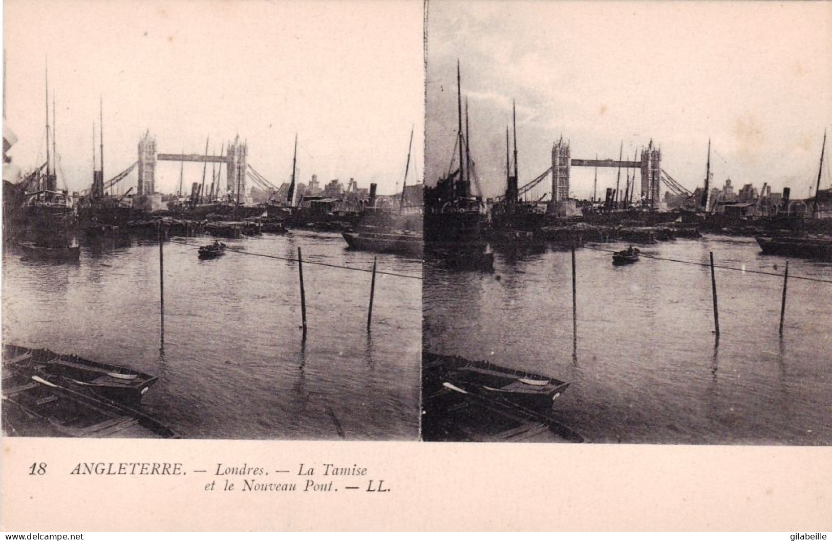 England - LONDON - The Thames And The New Bridge - Stereoscopic Postcard - Other & Unclassified