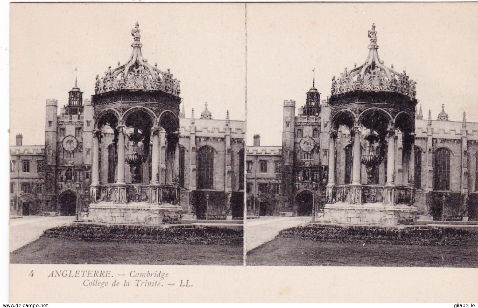 England - CAMBRIDGE - Trinity College - Stereoscopic Postcard - Cambridge