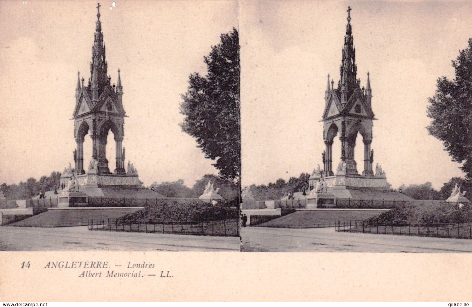 England - LONDON - Albert Memorial  - Stereoscopic Postcard - Other & Unclassified