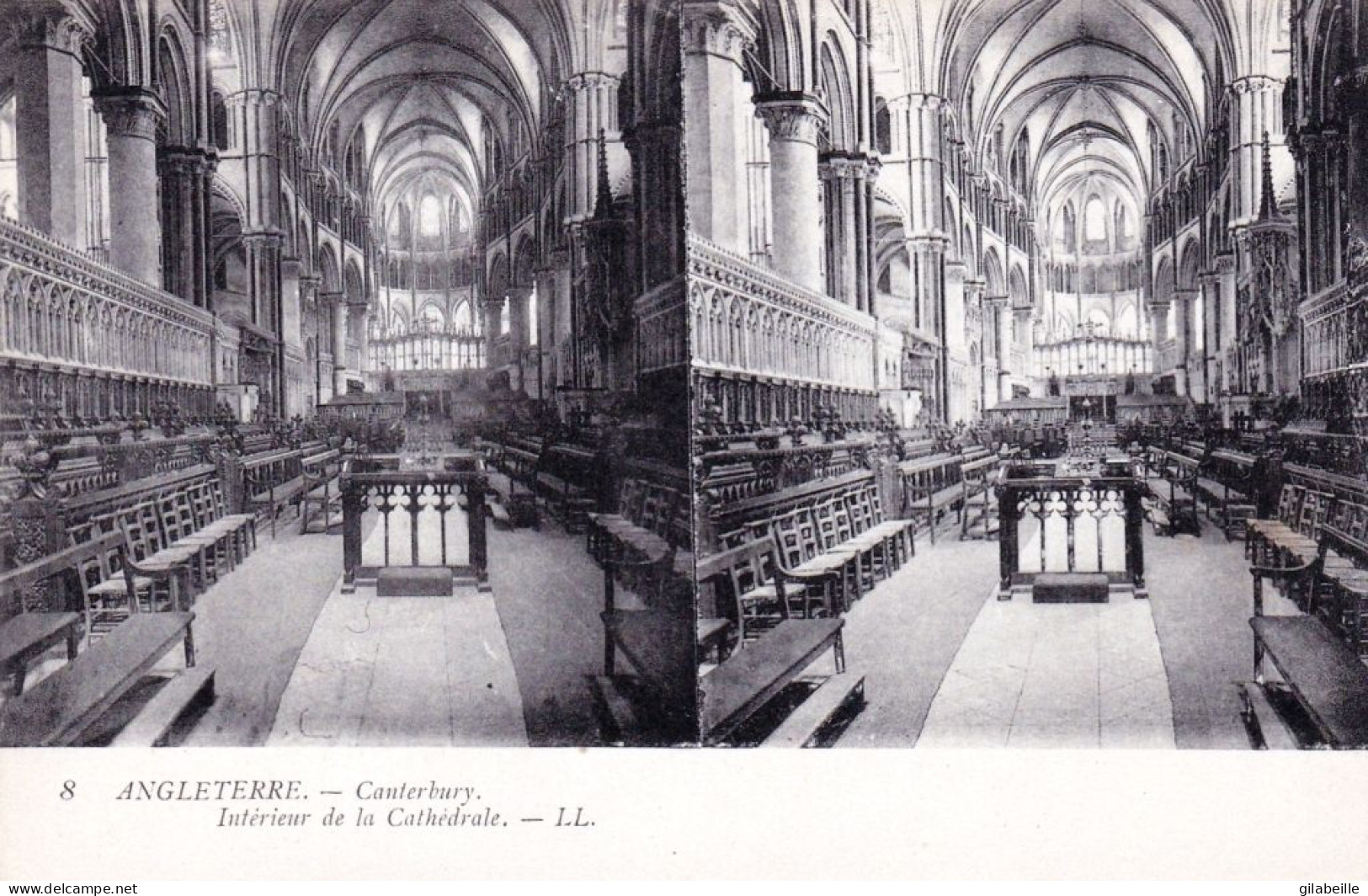 England - CANTERBURY - Interior Of The Cathedral - Stereoscopic Postcard - Canterbury