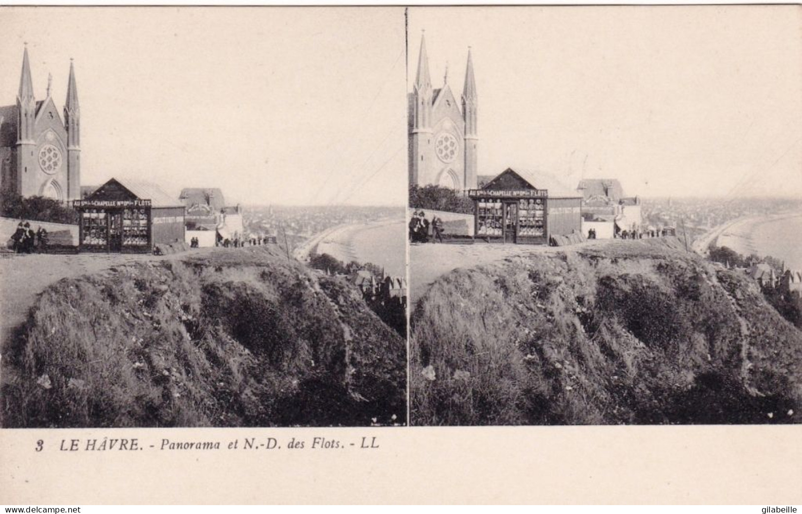 76 - Seine Maritime - LE HAVRE -  Panorama Et Notre Dame Des Flots - Carte Stereoscopique - Altri & Non Classificati