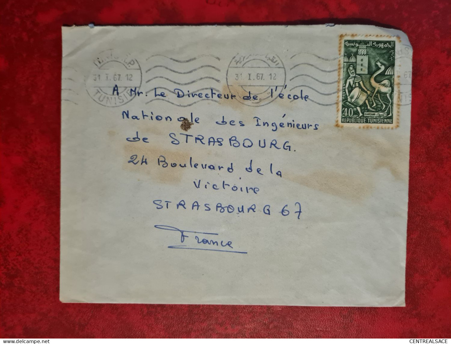 LETTRE TUNISIE TUNIS FLAMME 1967 KAIROUAN - Tunisie (1956-...)