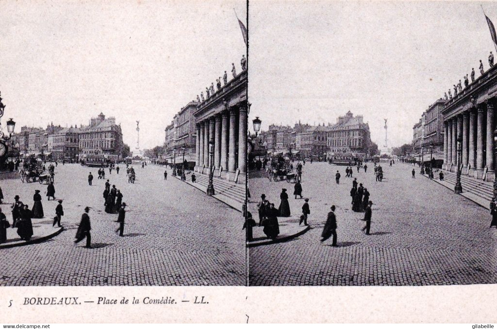 33 - BORDEAUX -  Place De La Comedie  - Carte Stereoscopique - Bordeaux