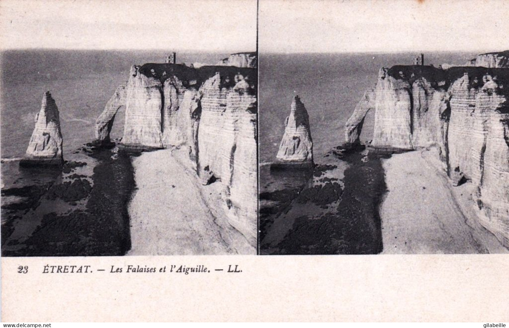 76 - Seine Maritime - ETRETAT - Les Falaises Et L Aiguille  - Carte Stereoscopique - Etretat