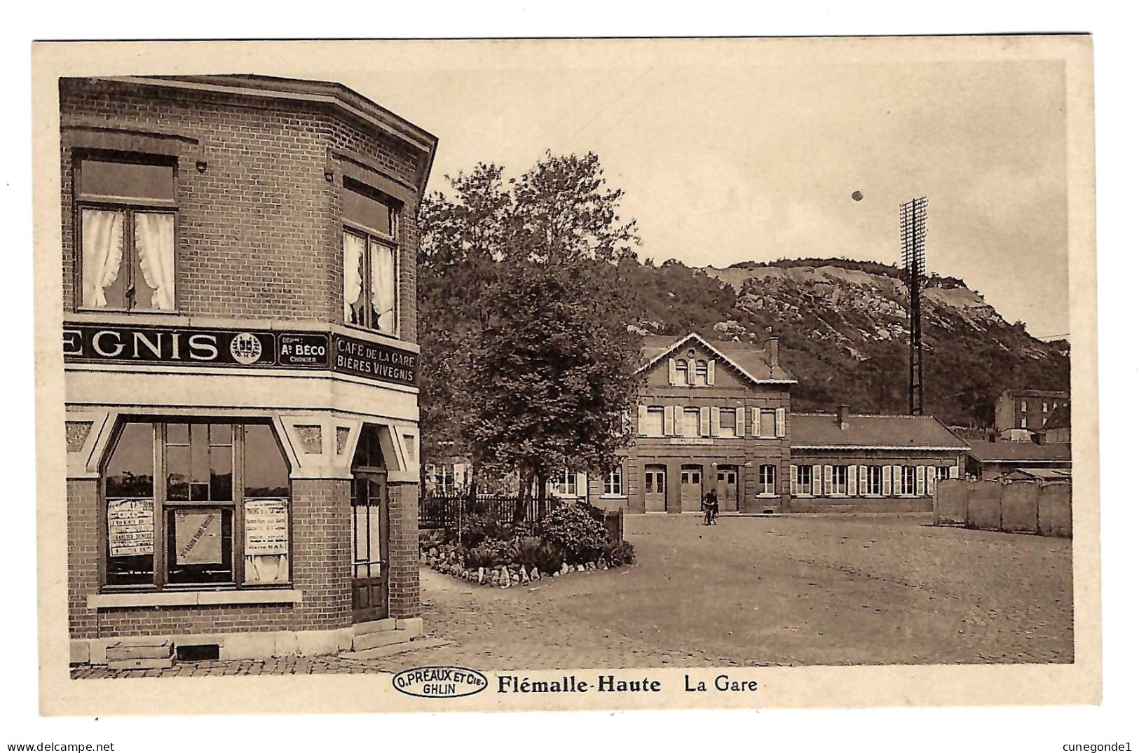 FLEMALLE HAUTE (Liège - Wallonie)  La Gare, Bahnhof, Railway Station, Café De La Gare, Vivegnis - Ed. Préaux Ghlin - Flémalle