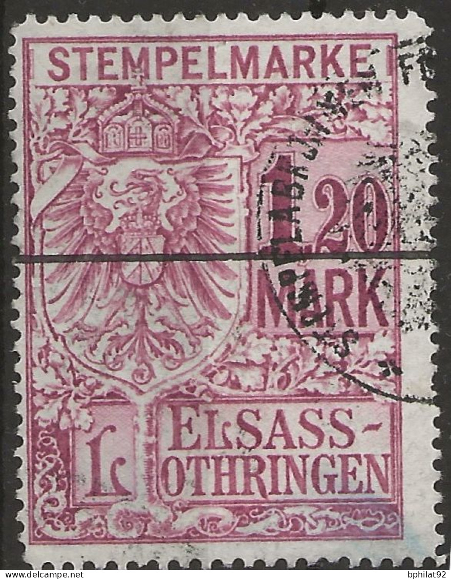 !!! ALSACE-LORRAINE, TIMBRE FISCAL N°108, OBLITÉRÉE, 20 MARK - Used Stamps