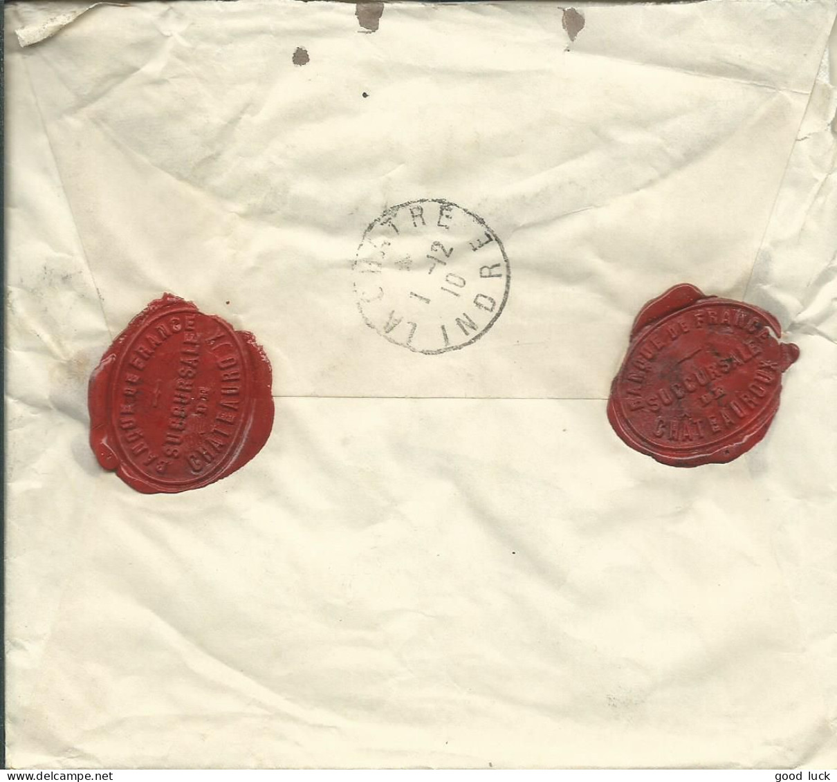 FRANCE LETTRE RECOMMANDEE 40c CHATEAUROUX POUR LA CHATRE ( INDRE ) DE 1910  LETTRE COVER - 1877-1920: Periodo Semi Moderno