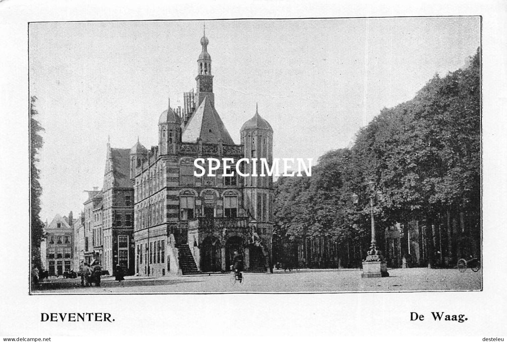 Prent - De Waag - Deventer  - 8.5x12.5 Cm - Deventer