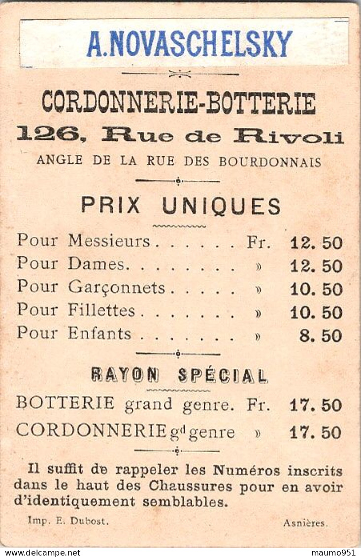 CHROMO TURQUIE A NOVASCHELSKY -  Cordonnerie. Botterie . 126 Rue De Rivoli - Andere & Zonder Classificatie