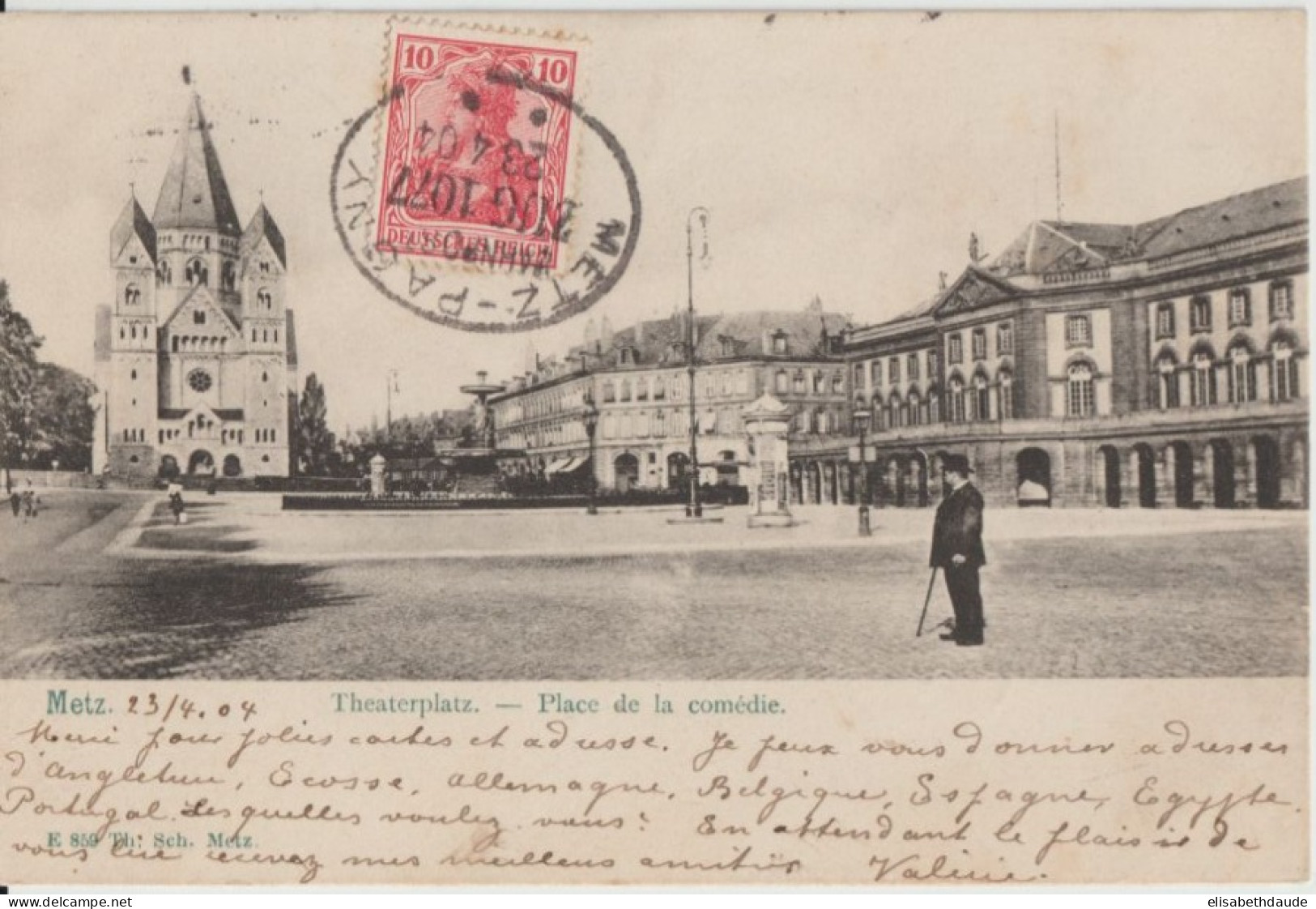 1904 - MOSELLE - CONVOYEUR BAHNPOST METZ CHATEAU-SALINS (IND 6) ZUG 1077 - CP => ISERE - Covers & Documents