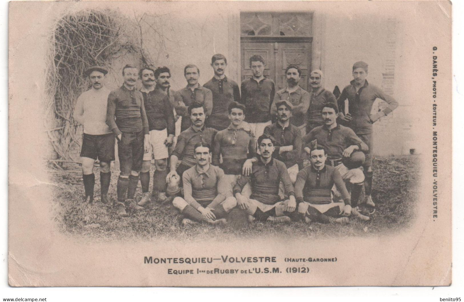 CPA De L'équipe 1ère De RUGBY De MONTESQUIEU-VOLVESTRE En 1912 ( RARE !!). - Andere & Zonder Classificatie