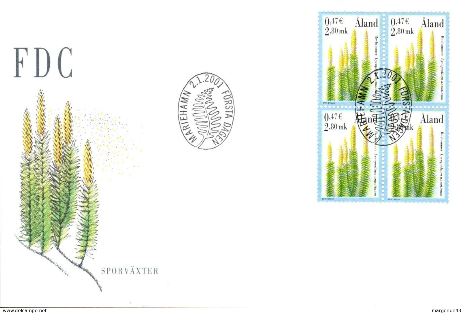 ALAND FDC 2001 PLANTE A SPORES - Aland