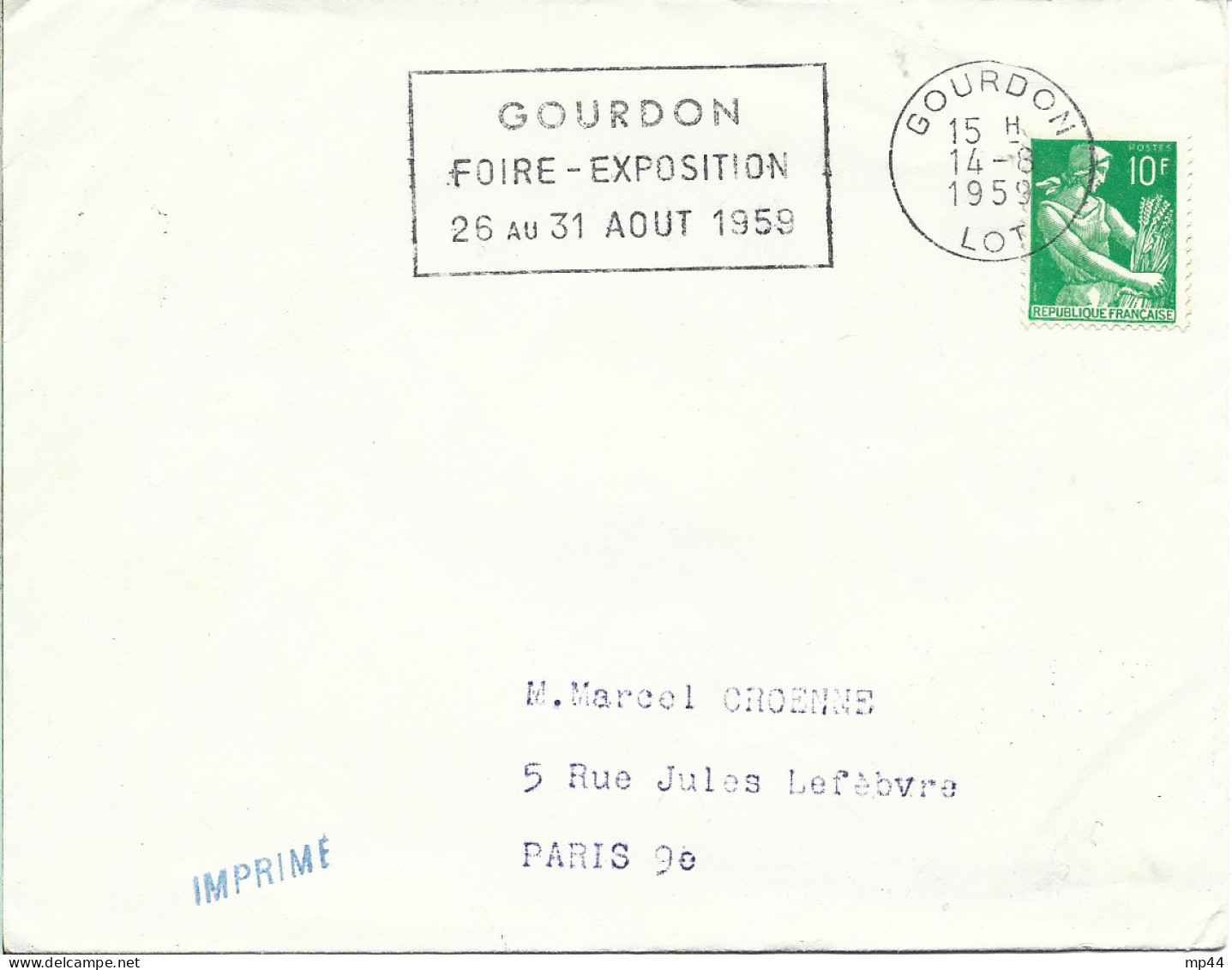 1E6 ---  46  GOURDON  Foire-exposition 26 Au 31 Août 1959 - Mechanical Postmarks (Advertisement)