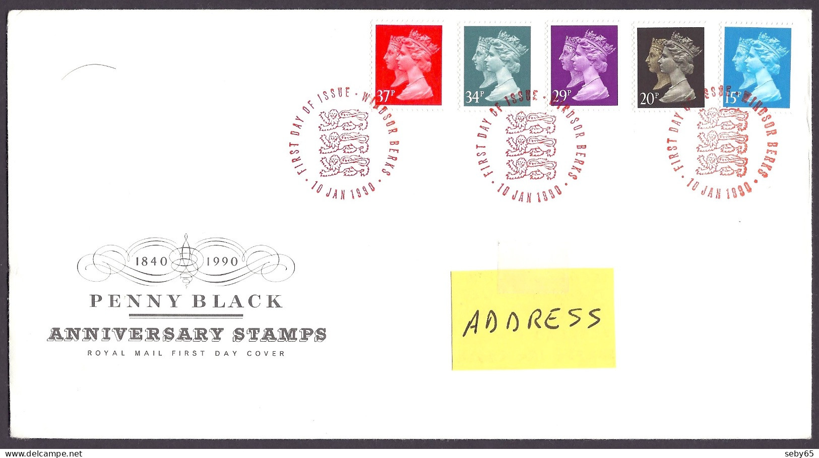 Great Britain 1990 - 150th Anniversary Penny Black, Queen Victoria, Elizabeth, First Day Cover - FDC - 1981-1990 Decimal Issues