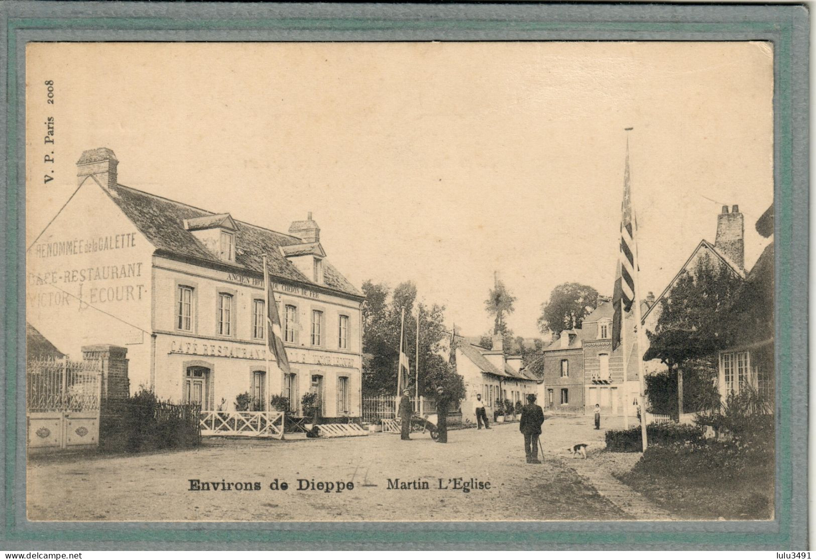 CPA (76) MARTIN-l'EGLISE - Aspect De L'entrée Du Bourg Pavoisé Avec Les Drapeaux Américains Et Français En 1900 - Sonstige & Ohne Zuordnung