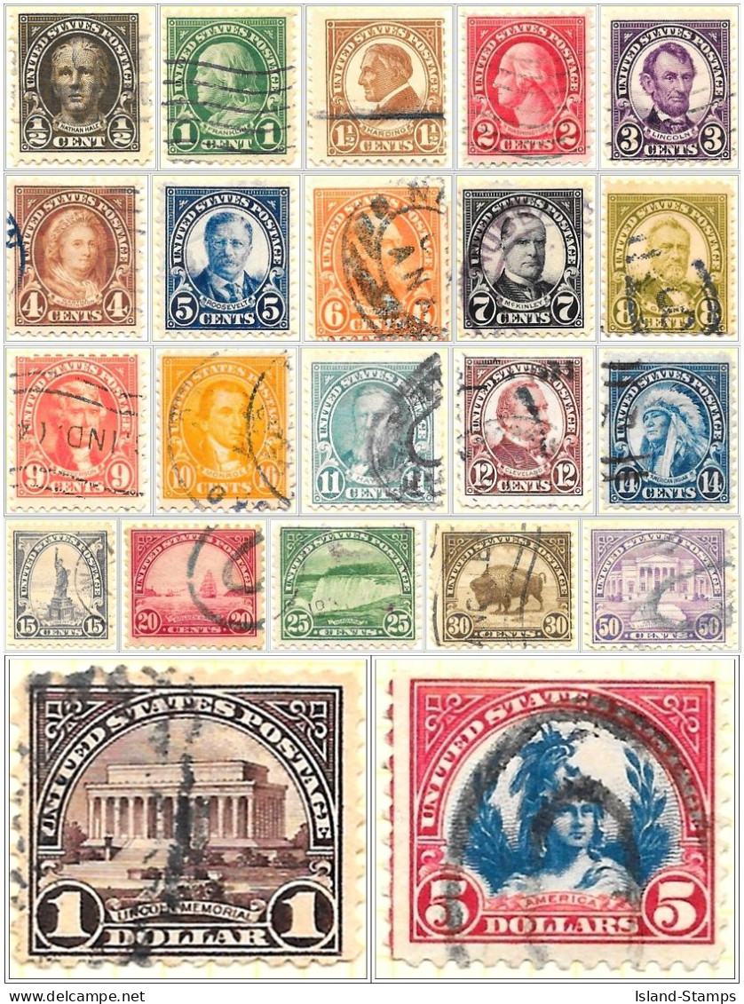 U.S. # 551-73 - 1922-25 Set Of 22 Stamps Only $2 Missing From Full Set Used - Oblitérés