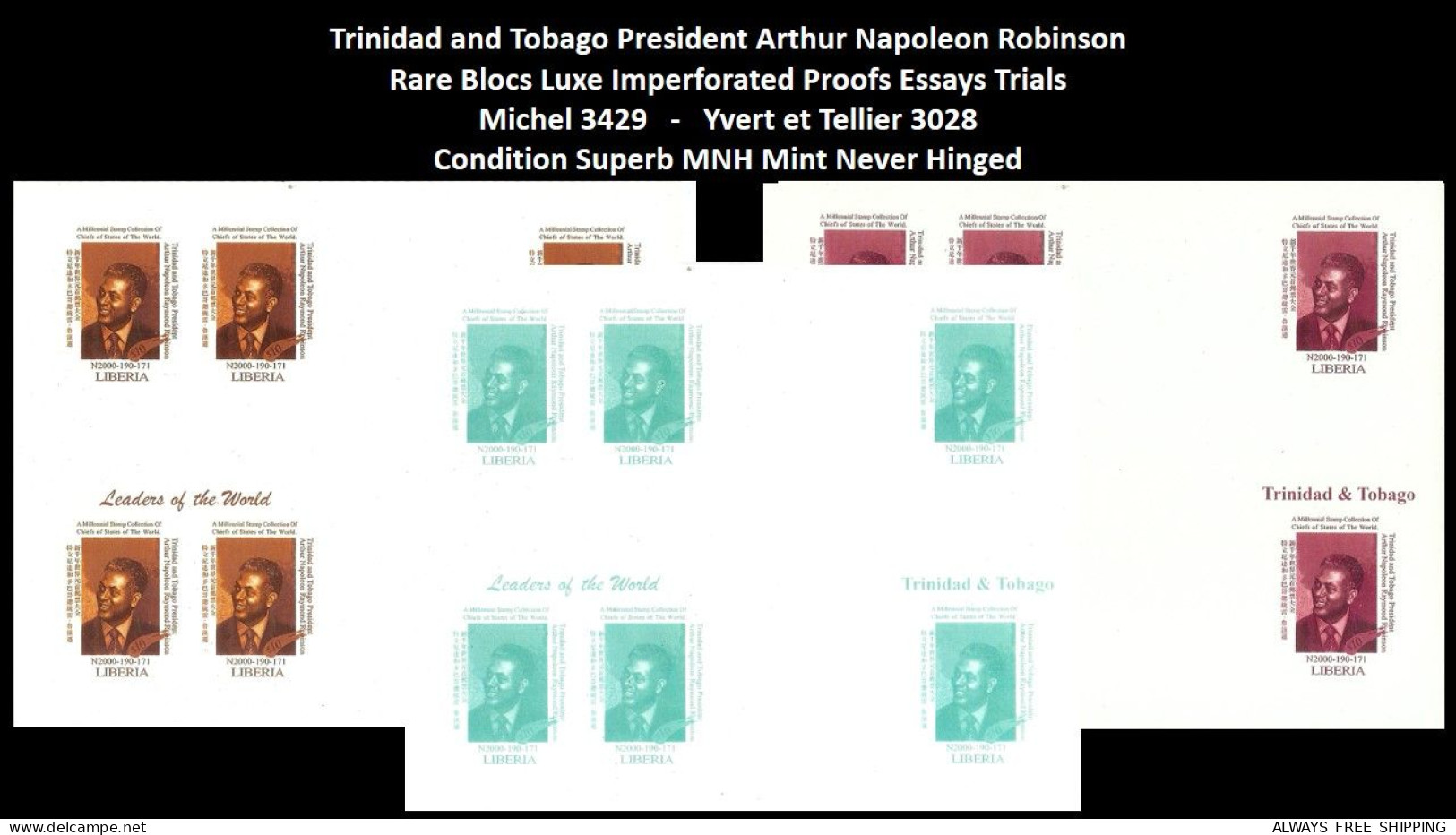 1999 USA UN World Leaders Millennium Summit - Trinidad And Tobago President Arthur Napoleon Robinson - Rare Set MNH - Sonstige & Ohne Zuordnung