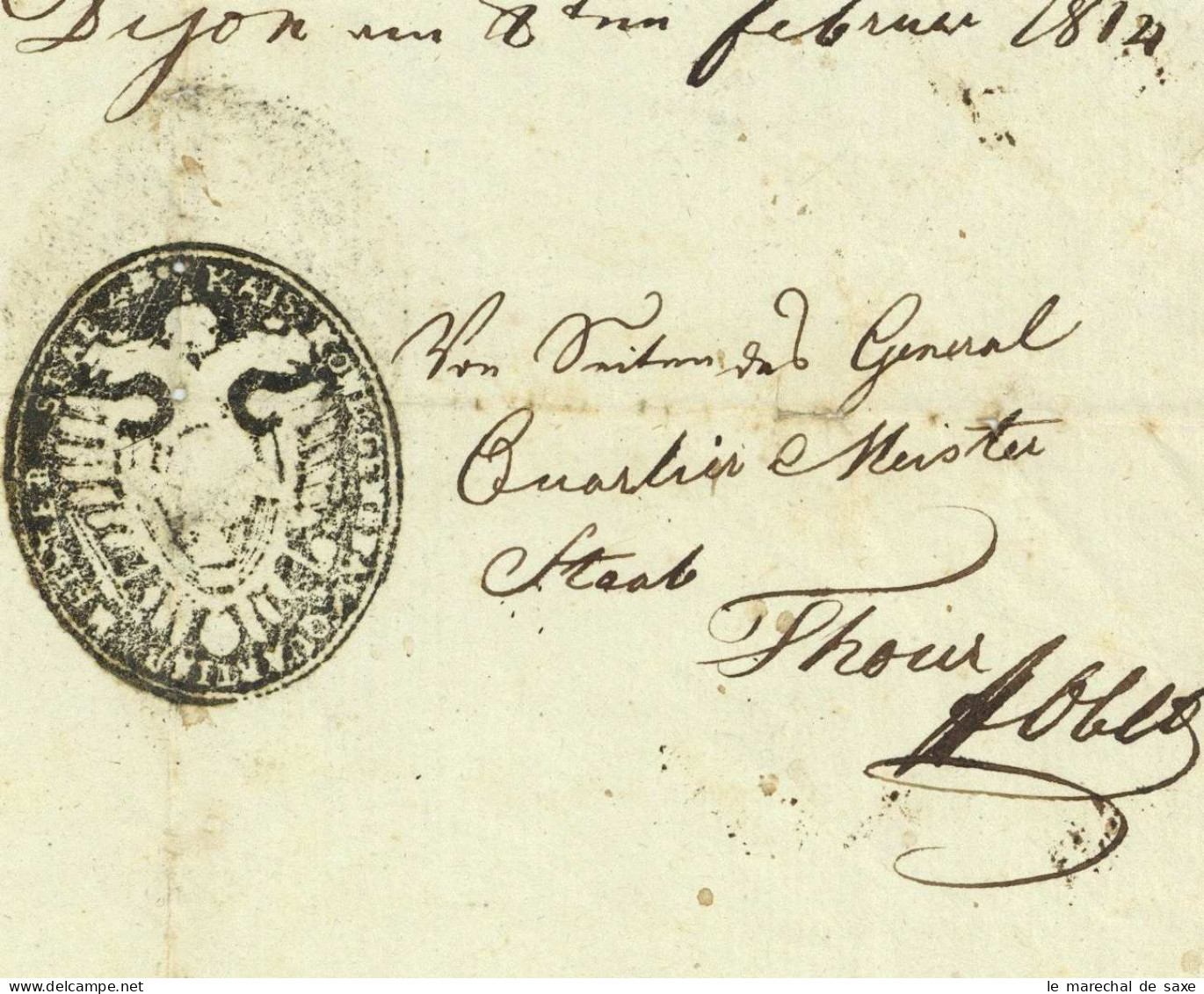 Dijon 1814 Armee Autrichienne Passeport K.K. Armee Österreich In Frankreich Pass Nach Beaune - Historical Documents