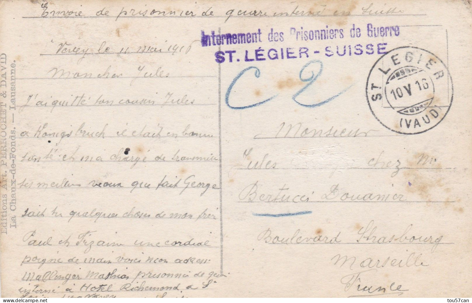 BLONAY - ST  LEGIER  - VAUD  -  VD  -  SUISSE  -  RARE CPA  1916 - LES  PLEIADES  -  INTERNEMENT  PRISONNIERS  GUERRE. - Blonay - Saint-Légier