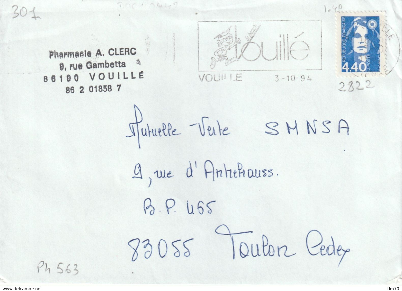 FLAMME  PERMANENTE     86   VOUILLE - Mechanical Postmarks (Advertisement)